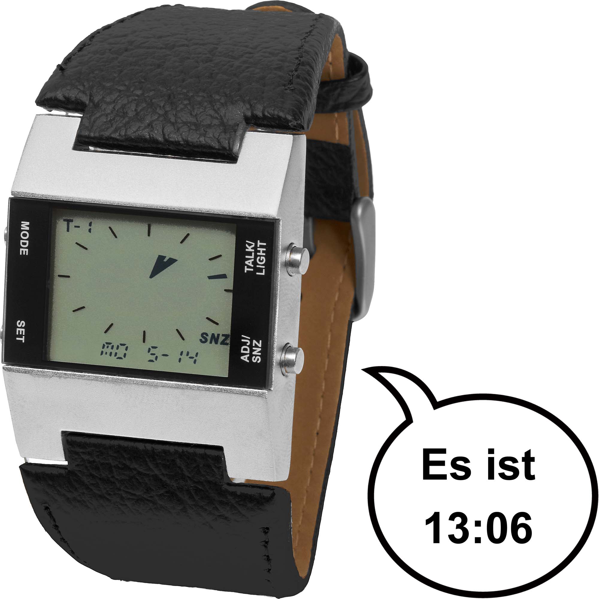 PROFI Französisch Sprechende Uhr Armbanduhr mehreren 4 Weckzeiten  Sprechender Wecker Stoppuhr Alarm, Sprechende Armbanduhren